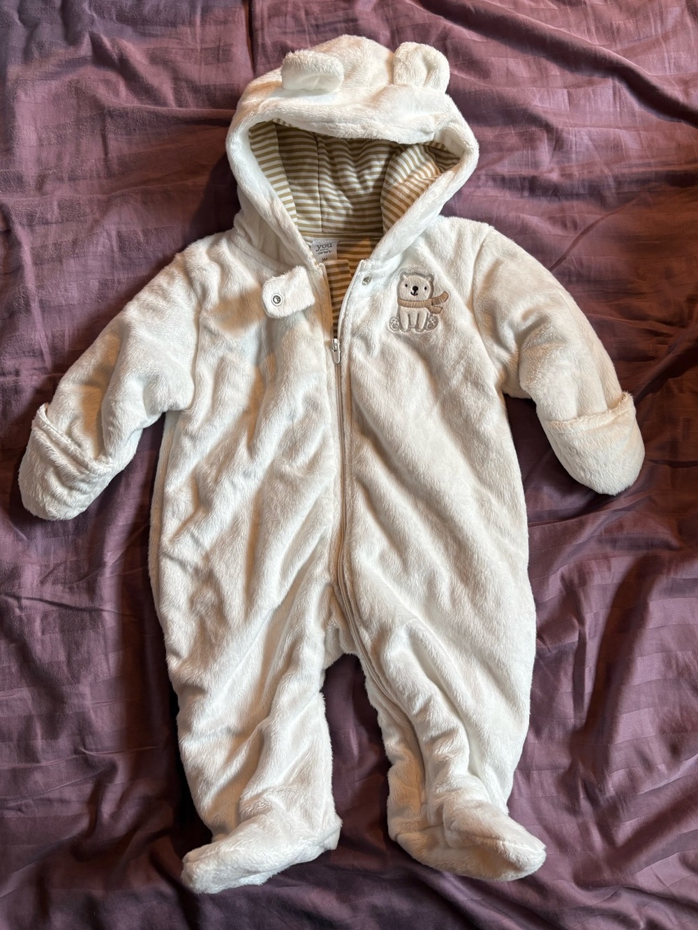3month Cream Hooded Winter Baby Bunting